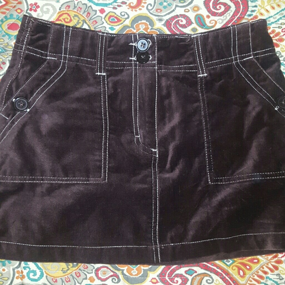 Brown Velvet Mini Skirt, Size 3, NEW